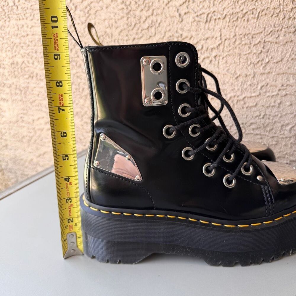 Dr. Martens Jadon Max Rebel Platform Boots Womens 10 Metal Plate Black Leather - Picture 16 of 16